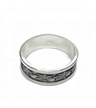 R002311 Handmade Sterling Silver Ring Band Spider Web 8mm Wide Solid Stamped 925